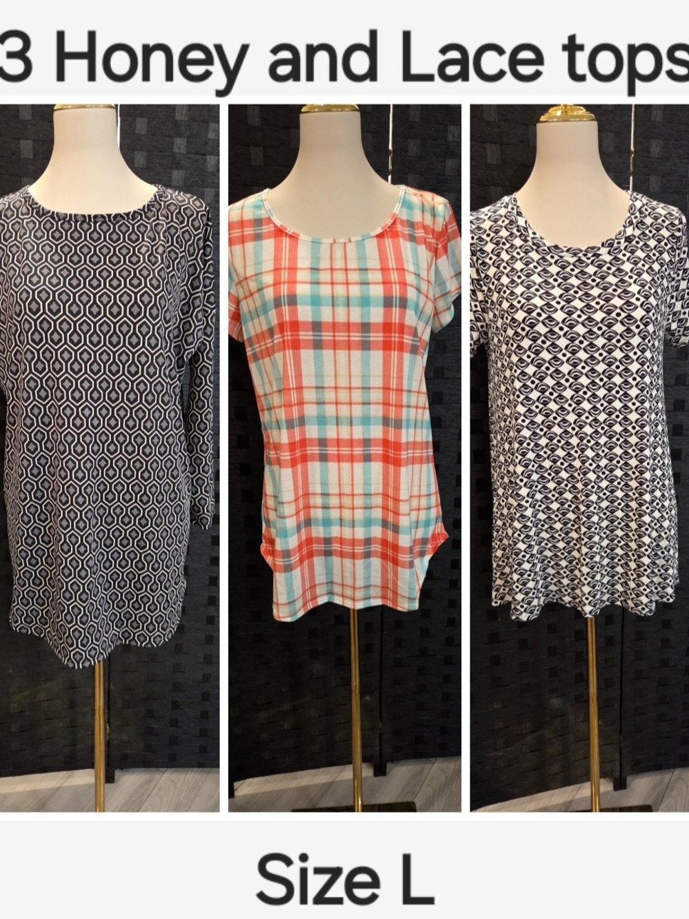 Women’s Coral Plaid Short-Sleeve Top - Size L